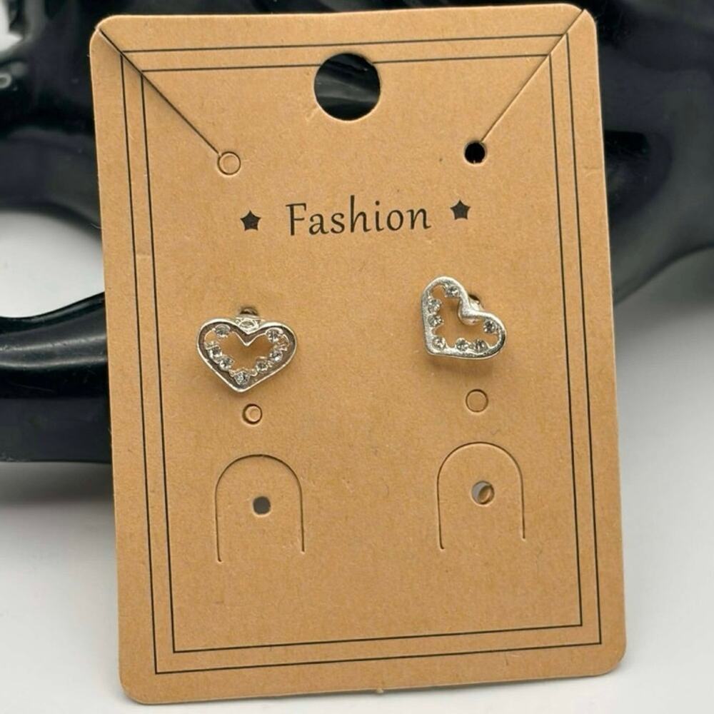 Silver Crystal Heart Earrings